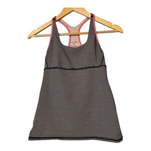 Lululemon Satnam Tank Mini Pop Stripe Black  / Pink Lemonade size 6